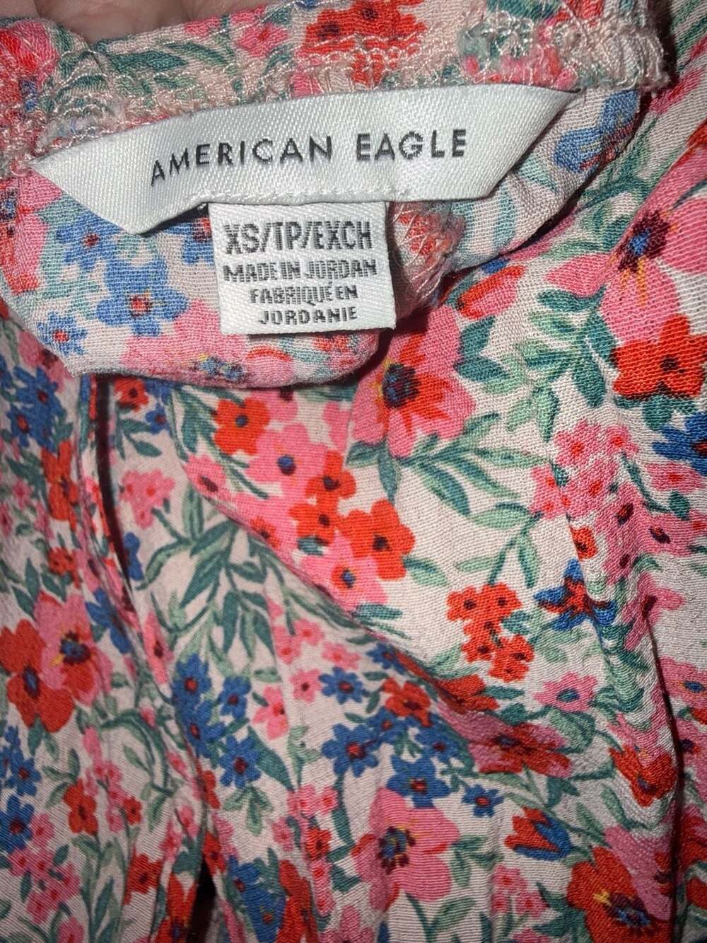 American Eagle Floral V-Neck Backless Romper with Tie Detail - Picture 3 of 3